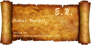 Baksi Margit névjegykártya